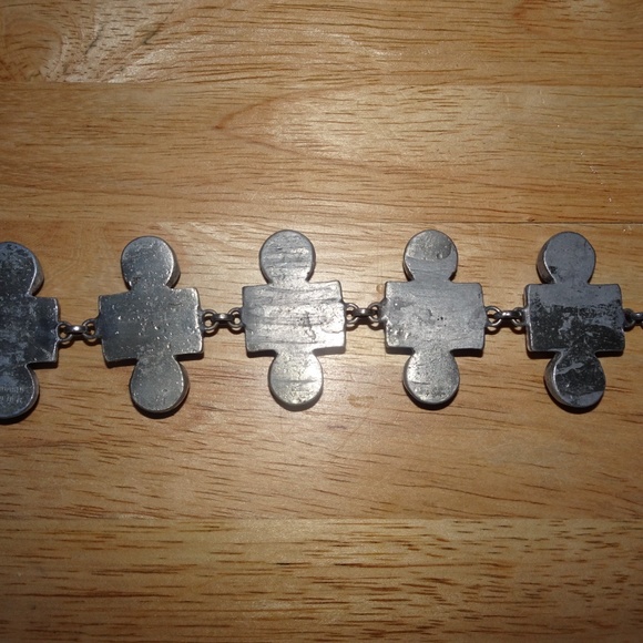 Sweden Pewter Blue Glass Mid Century by Bengt Blomqvist Bracelet - Picture 4 of 6